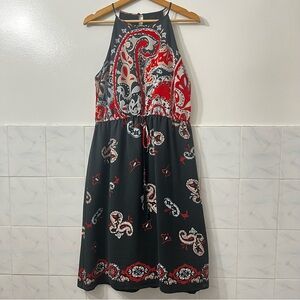 Ann Taylor Loft Large Petite Halter Neck Paisley Feminine Fairy Girly Midi Dress